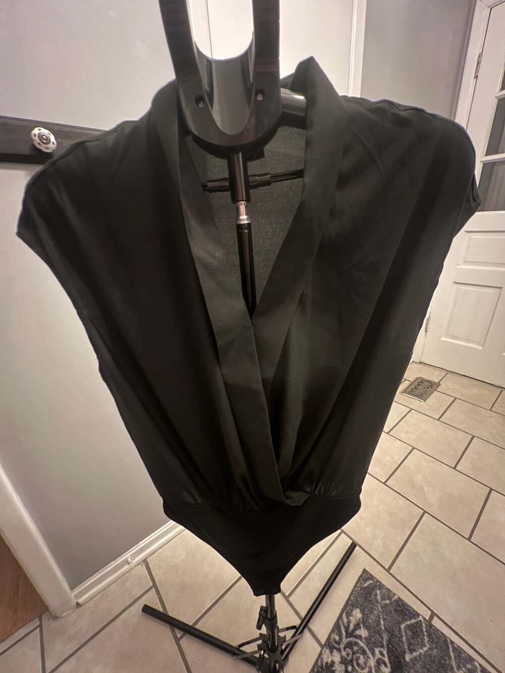 Express Sleeveless Surplice Bodysuit Size M Black Wrap V-Neck